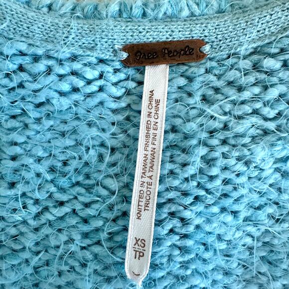 Free People Nevermind Fuzzy Cardigan Blue Butterfly Size XS - Picture 9 of 14
